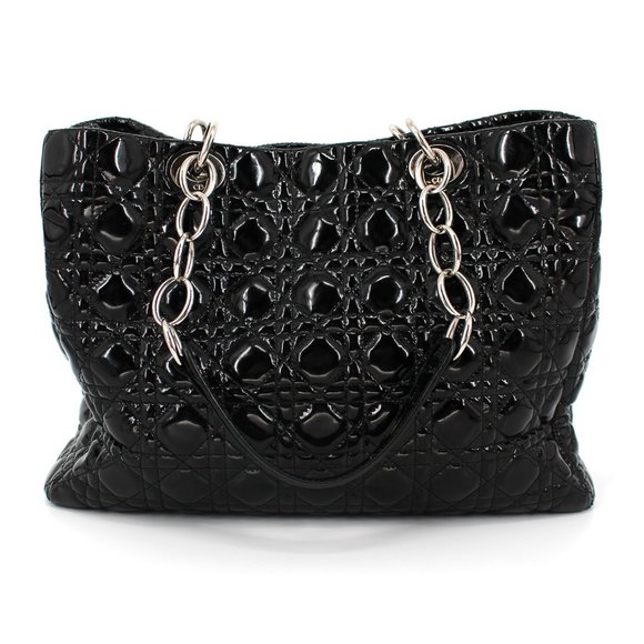 Dior Patent Cannage Dior Soft Shopping Tote Black - Picture 3 of 14